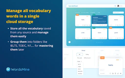 WordsMine: Tingkatkan Kosakata Bahasa Inggris Anda dengan Mudah - Screenshot 5